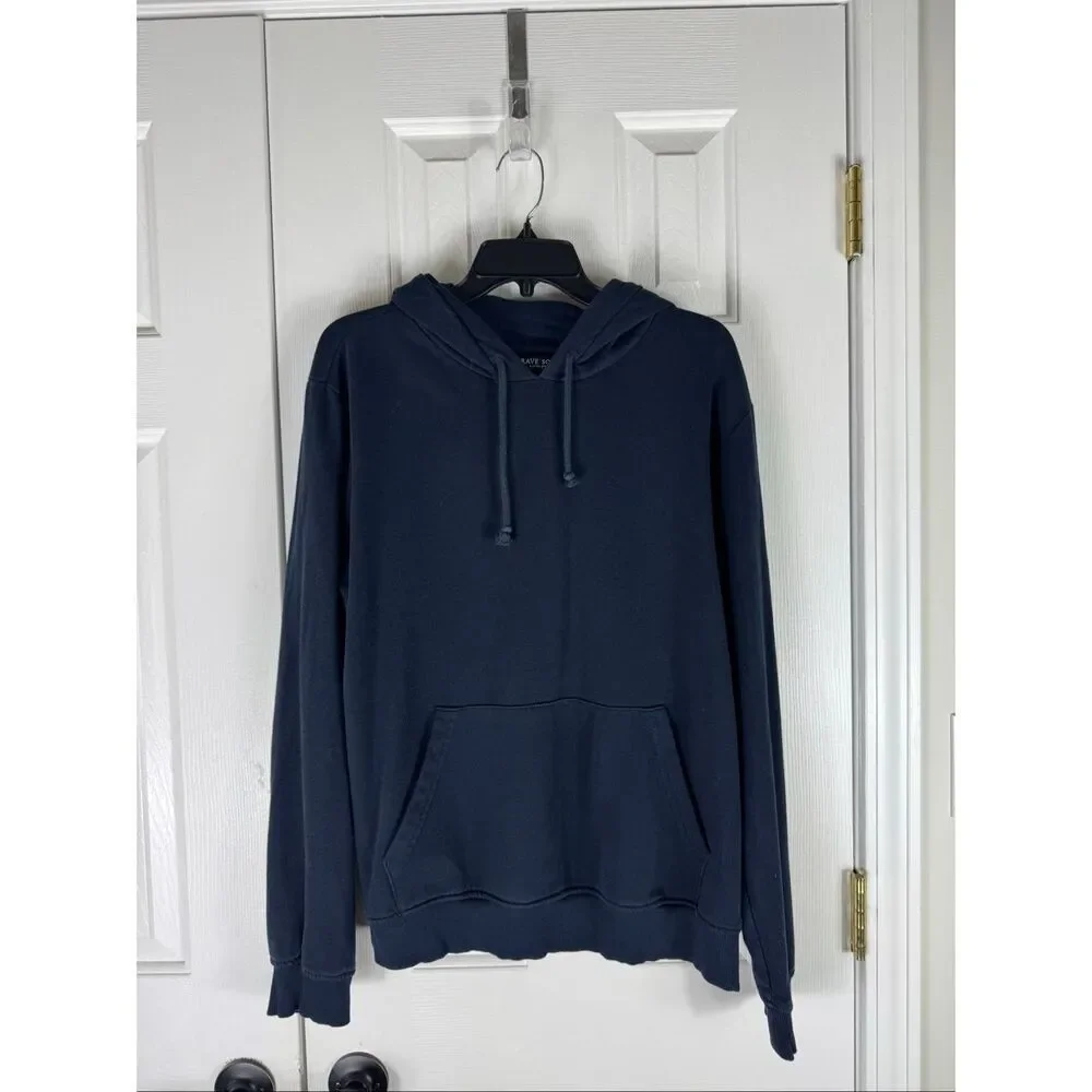 Brave Soul Womens Navy Hooded Sweatshirt Size L - Picture 1 of 4